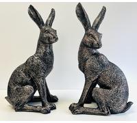 My Square Mile Garden Hare Ornament, Bronze Effect, 43cm Height, Indoor Outdoor Decorative Rabbit Statue (Hare Looking Left)