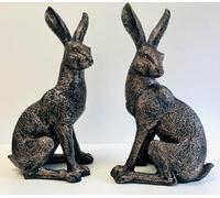 My Square Mile Garden Hare Ornament, Bronze Effect, 43Cm Height, Indoor Outdoor Decorative Rabbit Statue (Hare Looking Left)