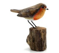 My Square Mile Garden Ornament Outodoor | Wooden Hand Carved Bird | Tree Stump Painted Great British Birds Indoor/Outdoor Garden Ornament (Remembrance Robin)