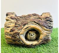 My Square Mile Garden Owl Planter, Cement Tree Trunk Design, 23cm W x 16cm H x 18cm D, 4.8kg, Handpainted