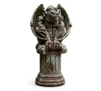 My Square Mile Gargoyle Garden Ornament Winged Gothic Sculpture on Plinth, Stone Effect Resin, Large 46cm, Indoor and Outdoor Use