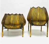 My Square Mile Gold Plant Pot Stand On Legs, Indoor Vintage Planer Cachepot (Tall Height 38Cm, Width 27Cm Pot Opening 20Cm)
