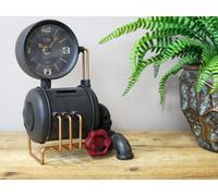 My Square Mile Industrial Style Pipe Clock With Money Box, Black And Copper Finish, 24Cm