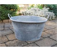 My Square Mile Large Decorative Round Vintage Galvanised Metal Pan Tub