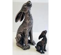 My Square Mile Moon Gazing Hare Garden Ornament, Bronze Effect Resin, 23Cm And 10Cm, Indoor Outdoor Decor (Hare 23Cm)