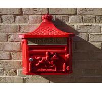 My Square Mile Post Mail Box Wall Mounted/freestanding Cast Aluminium Letter Box With Lock And 2 Sets Of Keys (Red Wall Mounted)