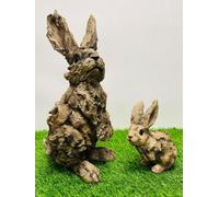 My Square Mile Rabbit Bunny Hare Statue Ornament, Wood Vintage Effect, Suitable For Indoor/outdoor Use (Set)