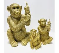 My Square Mile Rude Monkey Ornament Cheeky Up Yours Animal Statue Middle Finger Up Chimp Sculpture (Gold, Medium)