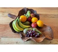 My Square Mile Rustic Wooden Serving or Display Bowl Carved from Teak Roots (Leaf Bowl 61CMS)