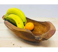 My Square Mile Rustic Wooden Serving Or Display Bowl Carved From Teak Roots (Long Bowl 35Cm)