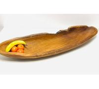 My Square Mile Rustic Wooden Serving Or Display Bowl Carved From Teak Roots (Long Bowl 90Cm)