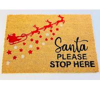 My Square Mile Santa Stop Here Christmas Door Mat, Coir Pvc Backed, Antislip, 60Cm X 40Cm