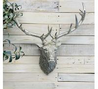 My Square Mile Stag Head With Antlers | Wall Mounted Animal | Silver Deer Country Decor Wall Sculpture