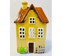 My Square Mile Tealight Candle Holder Housewarming Gift Ceramic Village Pottery House Ornament (Yellow Picket Fence Cottage (20Cm X 12Cm))