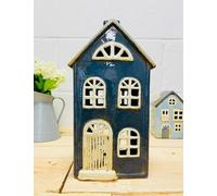 My Square Mile Tealight Candle Holder Housewarming Gift Cottage Ceramic Village Pottery House Ornament (Large Blue House (26Cm X 14Cm))