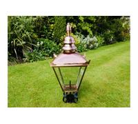 My Square Mile Victorian Garden Post Lamp, 90cm Vintage Lantern, Copper/Stainless Steel/Black, Metal with Glass and Mount Fixings Included (Copper)