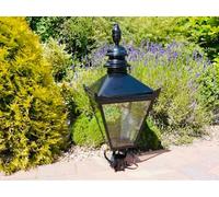 My Square Mile Victorian Garden Post Lamp, 90cm Vintage Lantern, Copper/Stainless Steel/Black, Metal with Glass and Mount Fixings Included (Black)