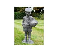 My Square Mile Vintage Garden Football Boy Statue, 77 cm, Grey Cast Effect, Outdoor Decorative Sculpture