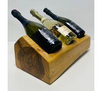 My Square Mile Wine Rack Rustic Wooden Champagne Holder For Counter Top Kitchen Bar Cellar Holds Two, Three Wine Bottles (Triple Wine Holder)