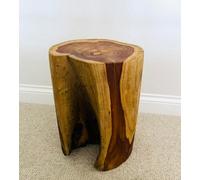 My Square Mile Wood Side Table Solid Tree Trunk Teak Suitable For Indoor/outdoor End Table 40Cm X 30Cm (Tree Trunk Side Table (40Cm))