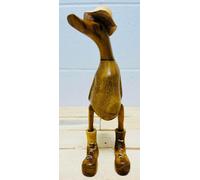 My Square Mile Wooden Duck Ornament, Hand Carved Duck Animal Statue 25Cms (Hat & Boots Duck)