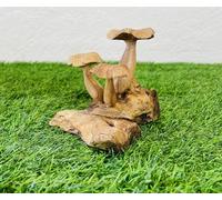 My Square Mile Wooden Mushroom Toadstool Garden Ornament | Autumn Decor Teak Wood For Indoor & Outdoor Use | Hand Carved Garden Sculpture