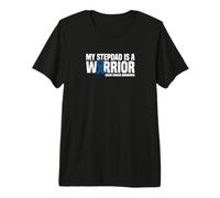 My Stepdad is a Warrior Blue Ribbon Colon Cancer Awareness Premium T-Shirt