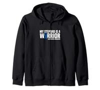My Stepdad is a Warrior Blue Ribbon Colon Cancer Awareness Zip Hoodie