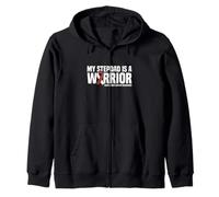 My Stepdad is a Warrior Burgundy Head Neck Cancer Awareness Zip Hoodie