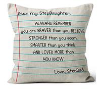 My Stepdaughter You are Braver Than You Believe Throw Pillow Cover, 18 x 18 Inch, Stepdaughter Gifts from Stepdad, Birthday Gifts, Graduation Gift, Term Begin Gift