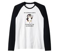 My Stomach Hurts & I'm Mad At The Government Cute Penguin Raglan Baseball Tee