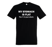 My Stomach is Flat, The L is Just Silent! - Mens Childhood Themed T-Shirt Available in 12 Stylish Colours, Funny Male Tee Black