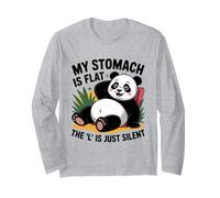 My Stomach is Flat The l is just Silent Panda Fat Humor Joke Long Sleeve T-Shirt
