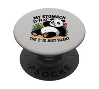 my stomach is flat the l is just silent panda fat humor joke PopSockets Adhesive PopGrip
