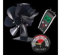 My Stove Fan, Magnetic Stove Thermometer in Red & Moisture Meter for Timber and Brickwork Set Valiant Red One Size