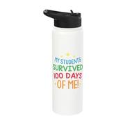 My Students Survived 100 Days of School Teacher Gift Stainless Steel Insulated Water Bottle