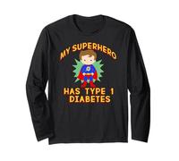 My Superhero HAS Type 1 Diabetes T1D Brown Haired Boy Meme Long Sleeve T-Shirt