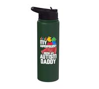 My Superpower - Being an Autism Daddy - Autism Awareness Stainless Steel Insulated Water Bottle
