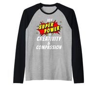My Superpower is Creativity & Compassion Comic Positivity Raglan Baseball Tee