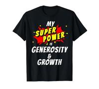 My Superpower is Generosity & Growth Comic Style Value Graphic T-Shirt, Men, Black, L