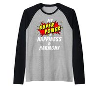 My Superpower is Happiness & Harmony Comic Style Raglan Baseball Tee