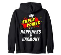 My SuperPower is Happiness & Harmony Comic Style Zip Hoodie