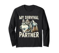 My Survival Partner Husky Dog Mountain Wilderness Long Sleeve T-Shirt