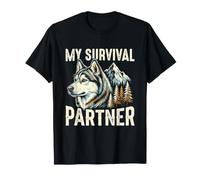 My Survival Partner Husky Dog Mountain Wilderness T-Shirt