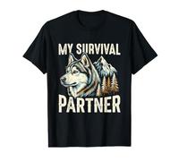 My Survival Partner Husky Dog Mountain Wilderness Value Graphic T-Shirt
