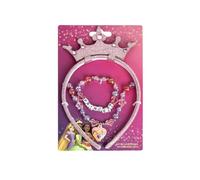 My sweety pop | 3-Piece Disney Princess Accessories Set | Pink Crown Tiara Necklace and Bracelet | Costume for Children 3 to 5 Years | Birthday Gift Idea for Girls and Costume Party