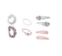 My Sweety Pop | Hair Accessories Kit | Hello Kitty | Pink and Grey | Beautiful set of 8 glitter clips (hair clips, scrunchies, elastics) ideal as a gift idea for girls and children.