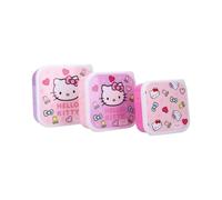 My sweety pop Hello Kitty Set of 3 Snack Boxes for Children Snack Boxes | BPA Free Stackable Ideal for School Picnic and Outings Kawaii Sanrio Design Pink and Purple