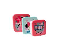 My sweety pop Minnie Mouse Lunch Box Set of 3 - Stackable Lunch Box 11.5 cm - Kids - Nursery, Kindergarten, School, Holiday - Pink/Green/White