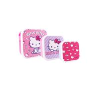 My sweety pop - Set of 3 Hello Kitty Snack Boxes - Lunch Box - For Children - Nursery, Kindergarten, School, Holiday, Meal - 11.5 cm (Pink/Purple)